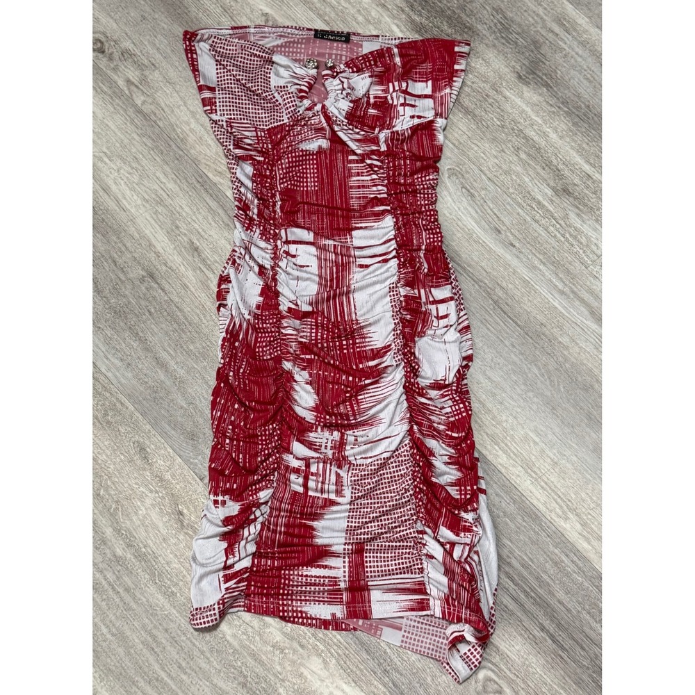 Red White Janice Mini‎ Dress Sleeveless Ruched Bodycon Party Club